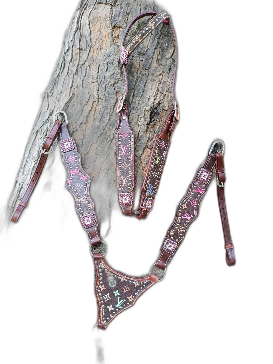 15jpg WILD RACE Headstall & Breast Collar Sets – Lv Croco Model - Handcrafted Equestrian Saddlery