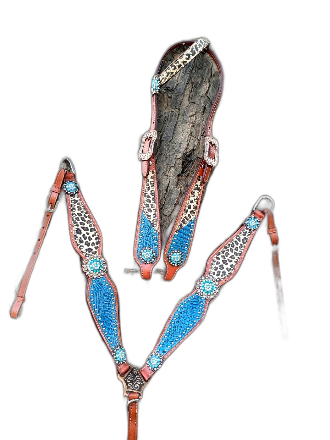18jpg WILD RACE Headstall & Breast Collar Sets – Lv Croco Model - Handcrafted Equestrian Saddlery