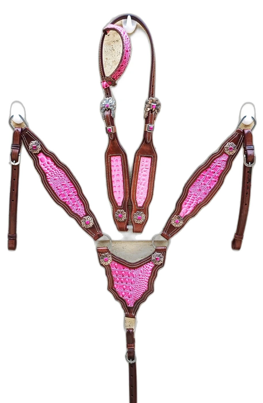1jpg WILD RACE Headstall & Breast Collar Sets – Lv Croco Model - Handcrafted Equestrian Saddlery