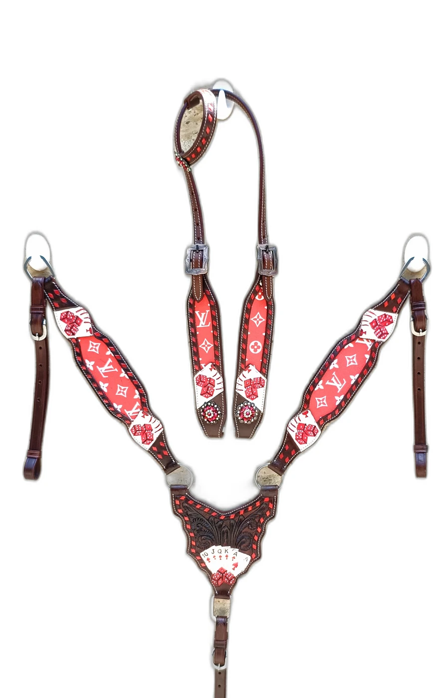 5jpg WILD RACE Headstall & Breast Collar Sets – Lv Croco Model - Handcrafted Equestrian Saddlery