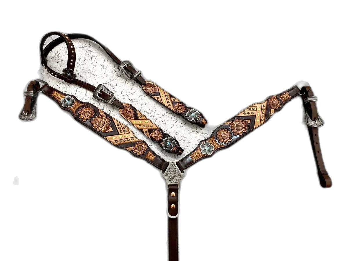 st-23 WILD RACE Headstall & Breast Collar Sets – Model St 23 - Handcrafted Equestrian Saddlery