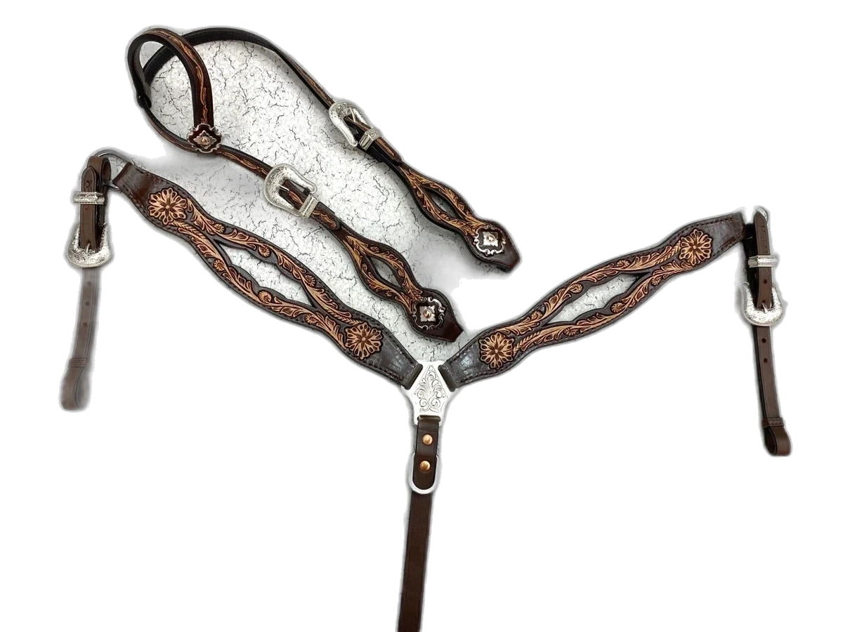 st-25 WILD RACE Headstall & Breast Collar Sets – Model St 25 - Handcrafted Equestrian Saddlery