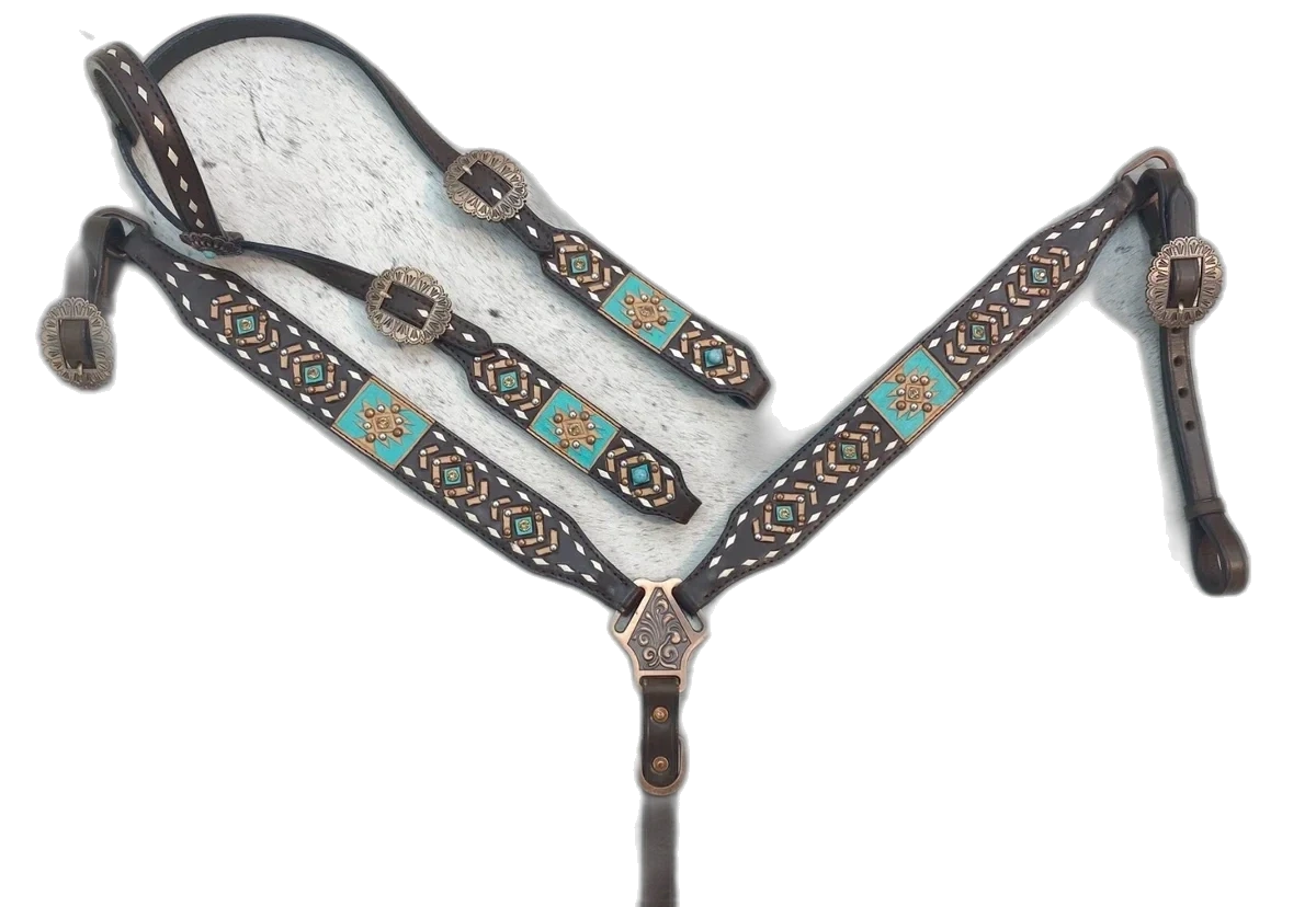 st-27 WILD RACE Headstall & Breast Collar Sets – Model St 27 - Handcrafted Equestrian Saddlery